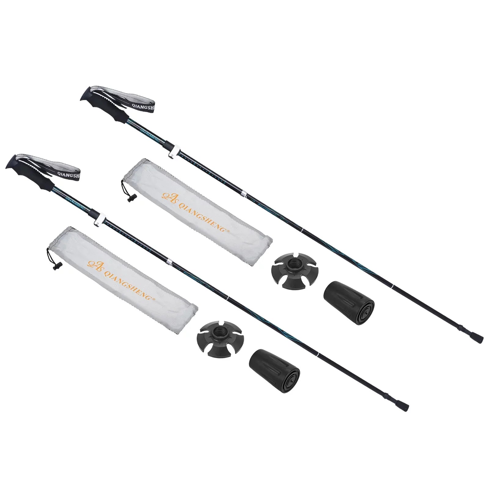 Uxcell Trekking Poles, Collapsible Hiking Pole 53 Inch Telescopic Blue 2Pack