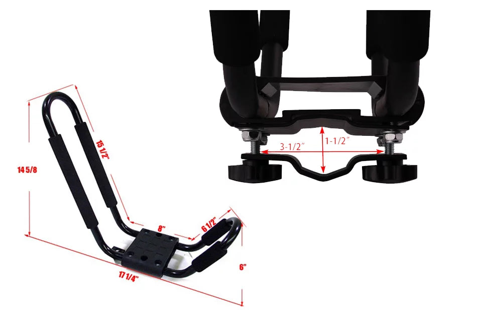 Cross Bar 2 Pairs = 4  Universal Kayak Canoe Top Mount Carrier Roof Rack Boat  Truck Van Car with 4 pcs Tie Down Straps