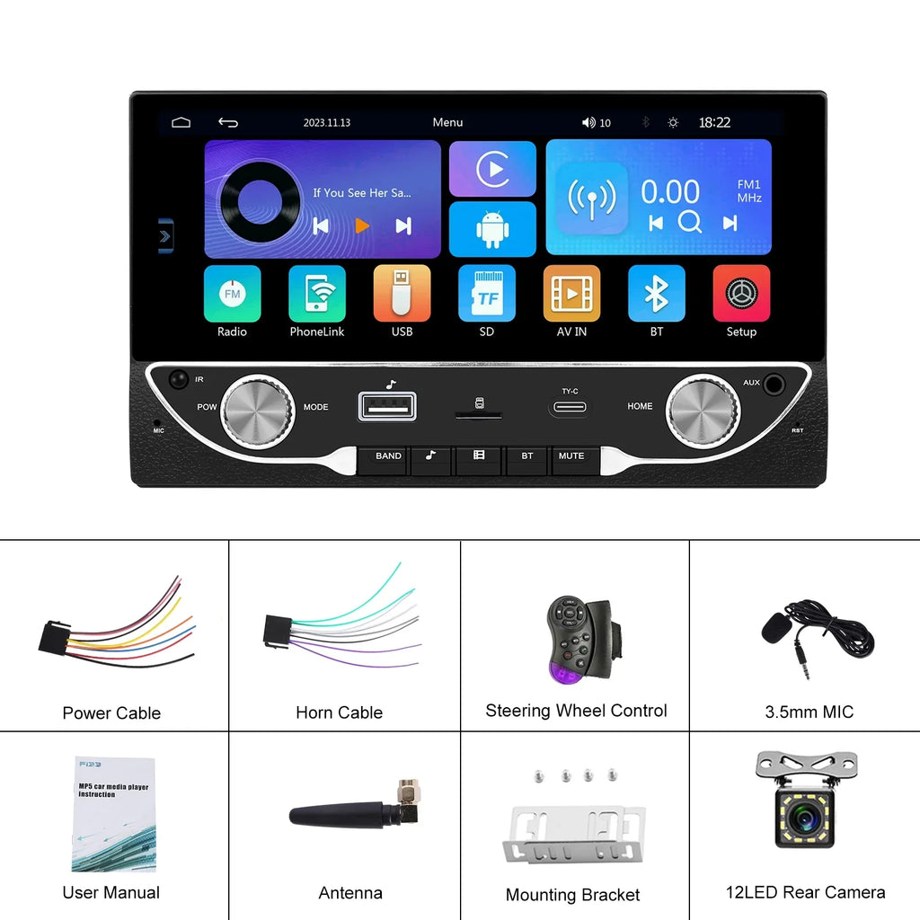 2DIN 6.86" Universal Car mp5 Player Bluetooth  Radio Receiver Support / Rear View Camera wireless carplay/auto