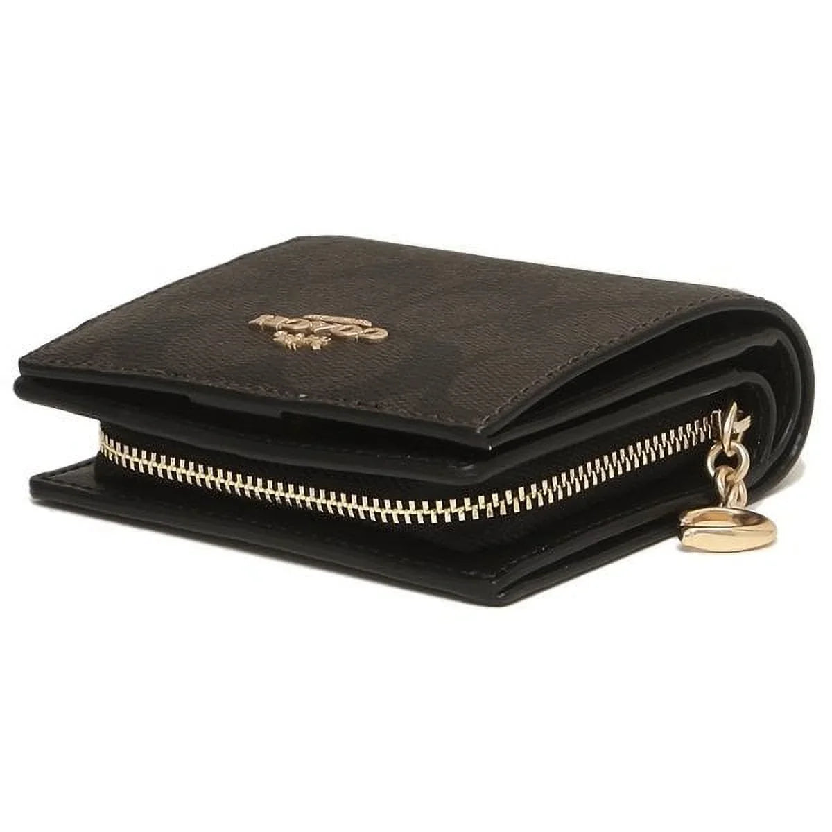 Coach Women's Snap Wallet In Signature Canvas (Brown / Black)