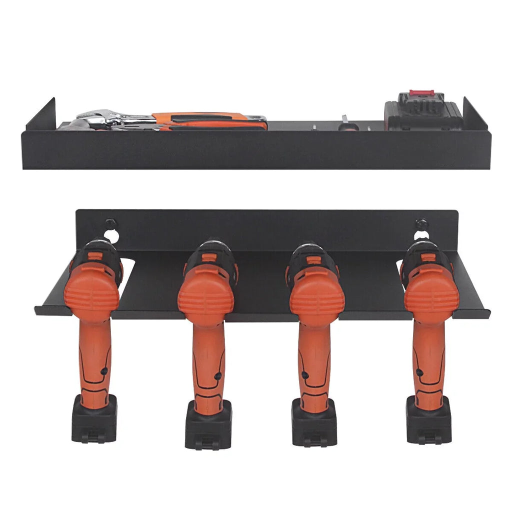 Drill Organizer Rack,Wall Mount Cordless Drill Tool Holder Power Tool Storage | Holds 4 Drills Garage Tool Box