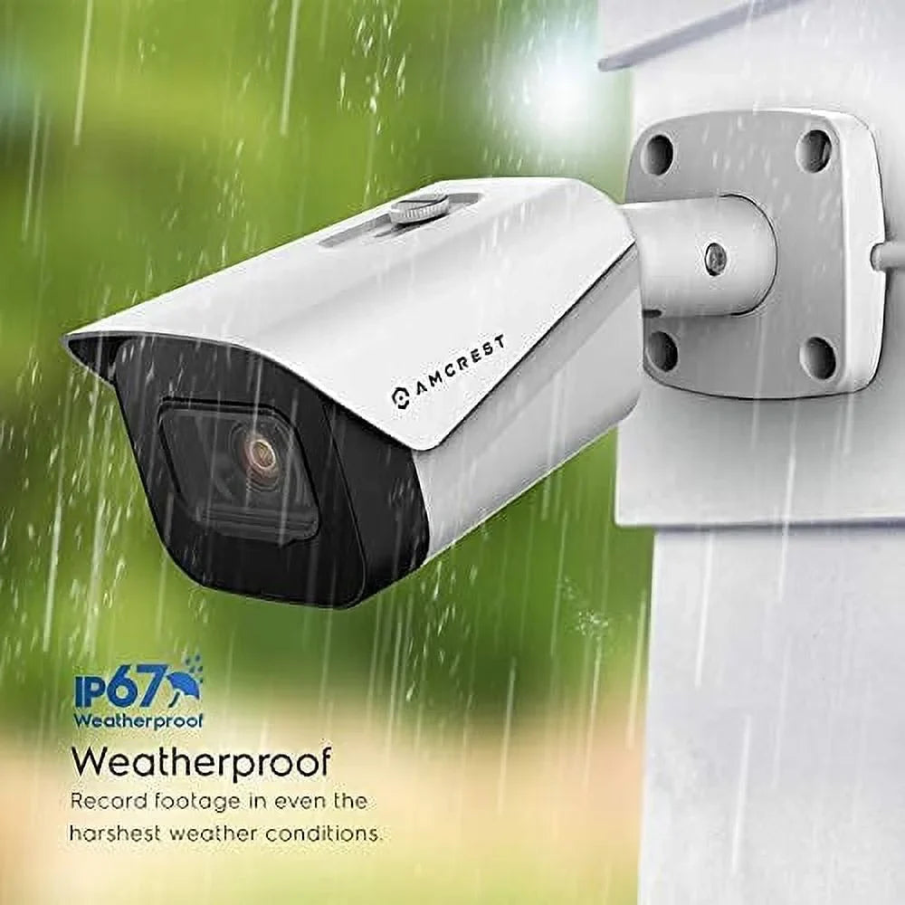 2-Pack Amcrest UltraHD 4K (8MP) Bullet   Camera, 3840x2160, 131ft NightVision, 2.8mm Lens,  Weatherproof, MicroSD Recording, White (2PACK--2496EW)