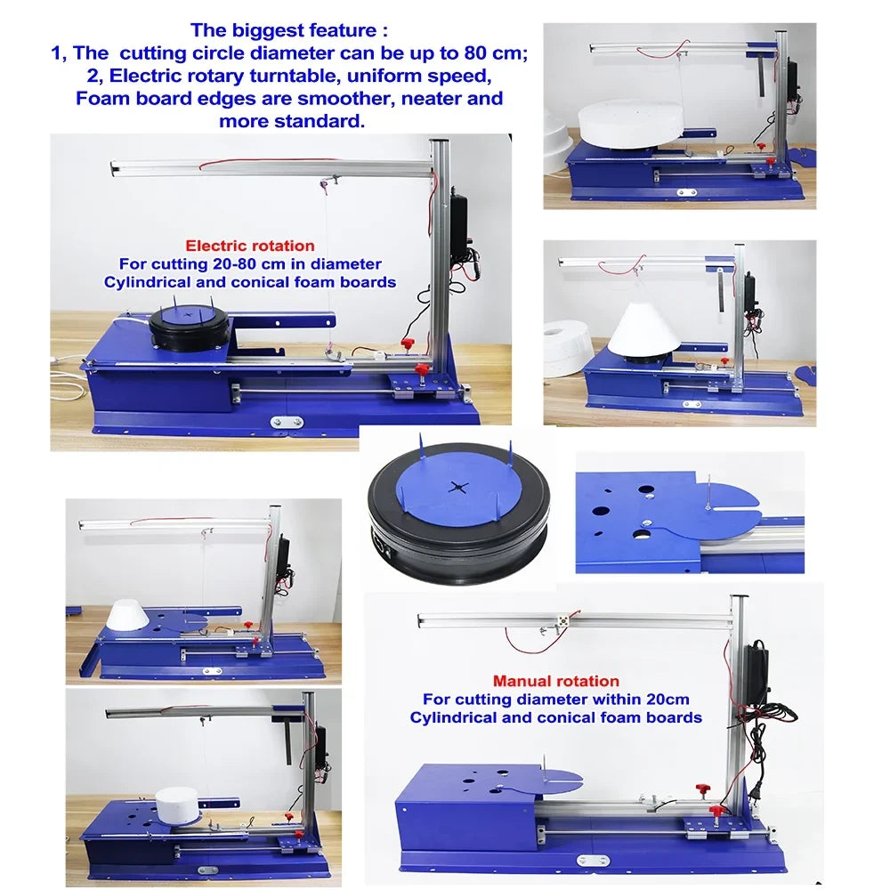 PreAsion Vertical Electric Rotary Molti-functional Hot Cutting Machine Tabletop Hotwire Cutter 110-220V