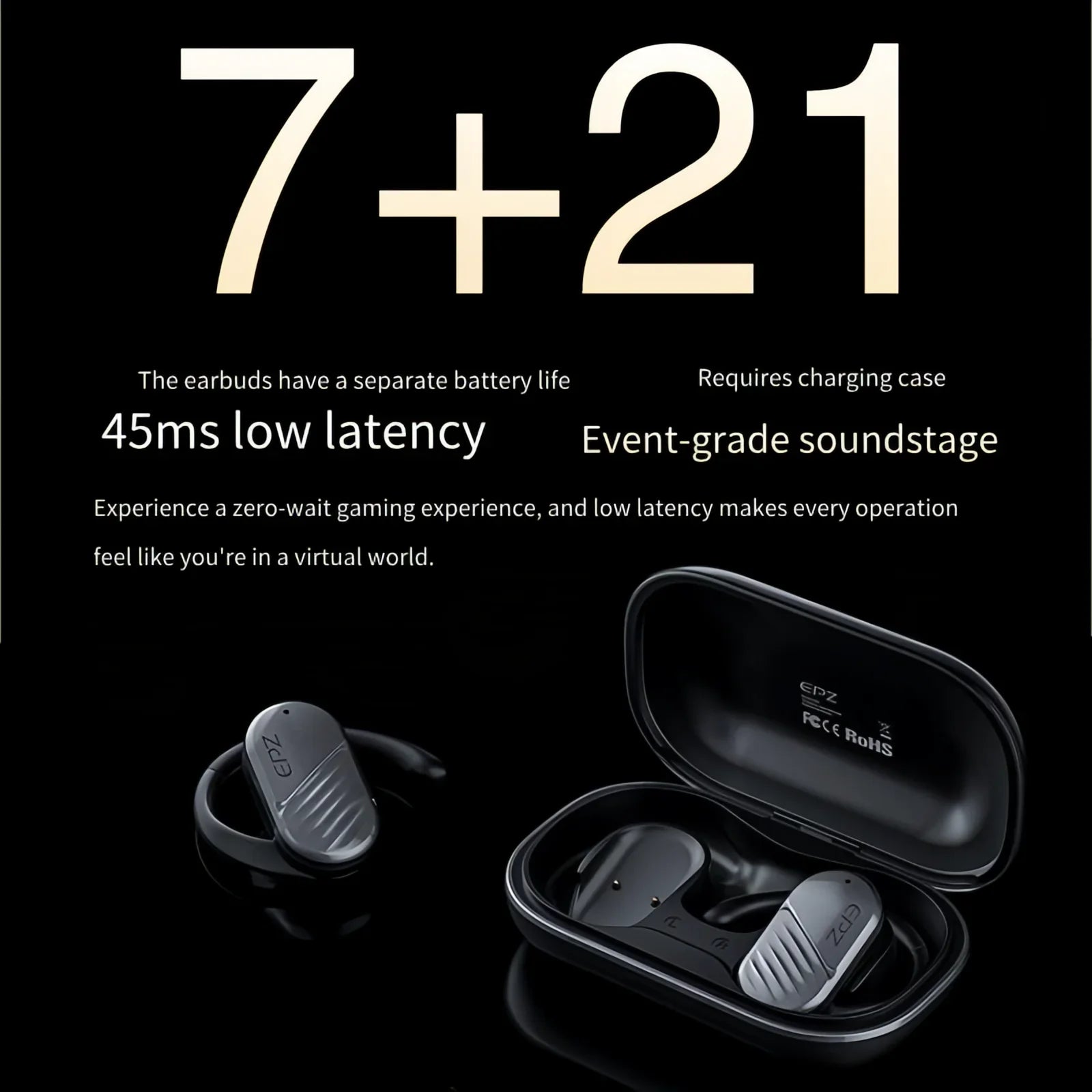 Wireless Earbuds, Bluetooth Headset with Microphone ,  Waterproof, Epz Bone Conduction Headphones for Sports and Work