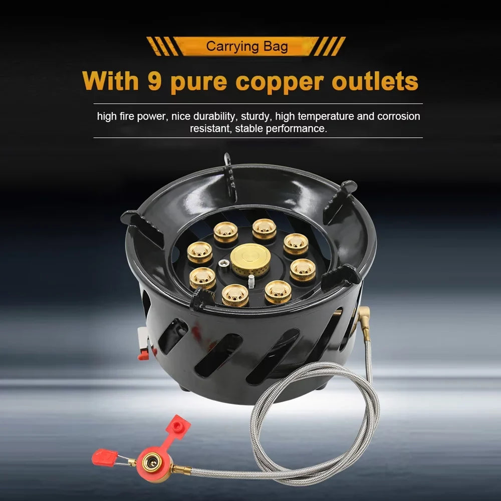 Stable Performance Camping Stove, 19800W Windproof Gas Stove for Cooking, Picnic, Hiking Outdoor Furnace