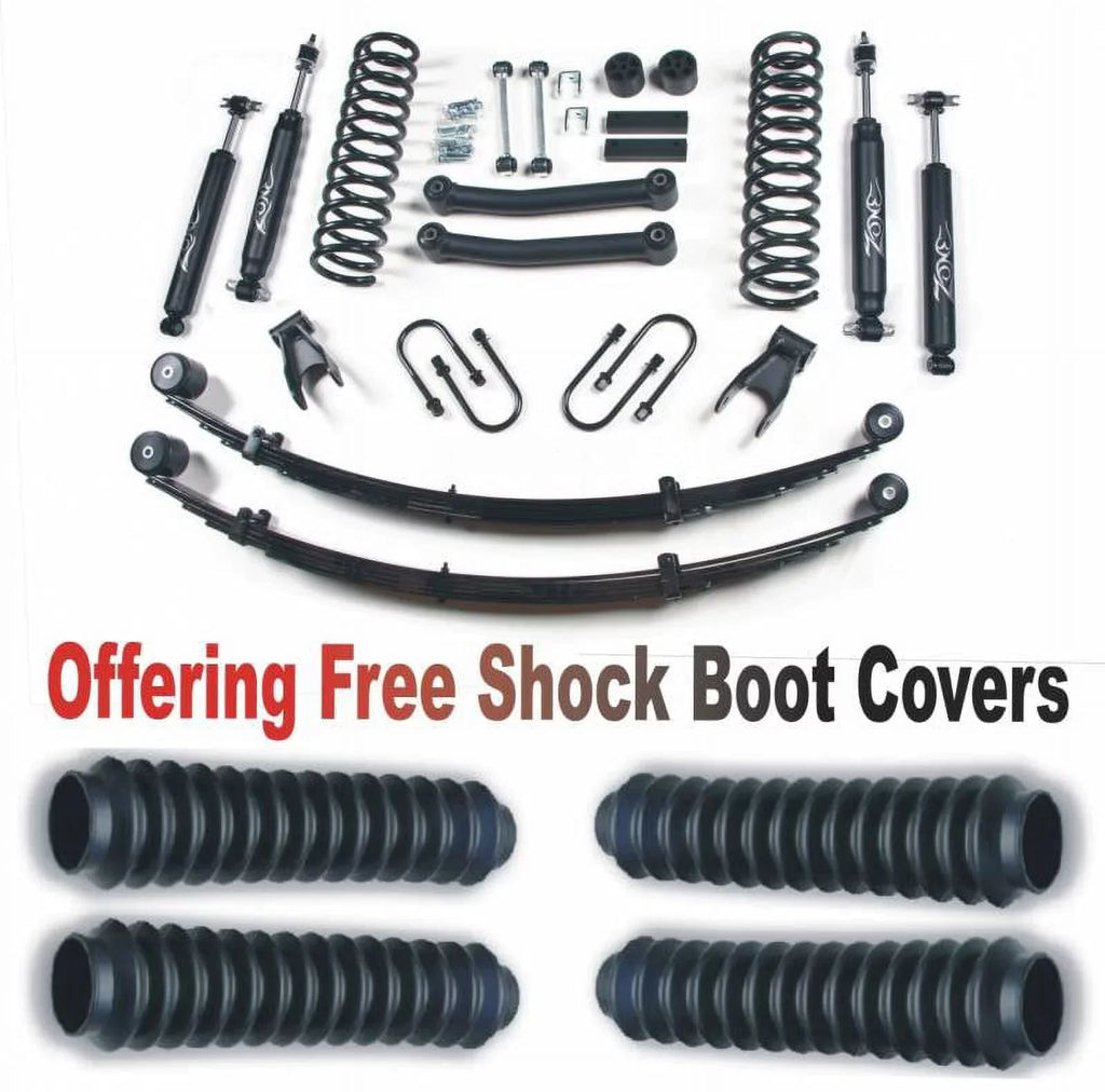 ZoneOffRoad 1984-2001 Fits Jeep Cherokee  4.5" Suspension System w Rear Leaf Springs With Free Boot Protectors /