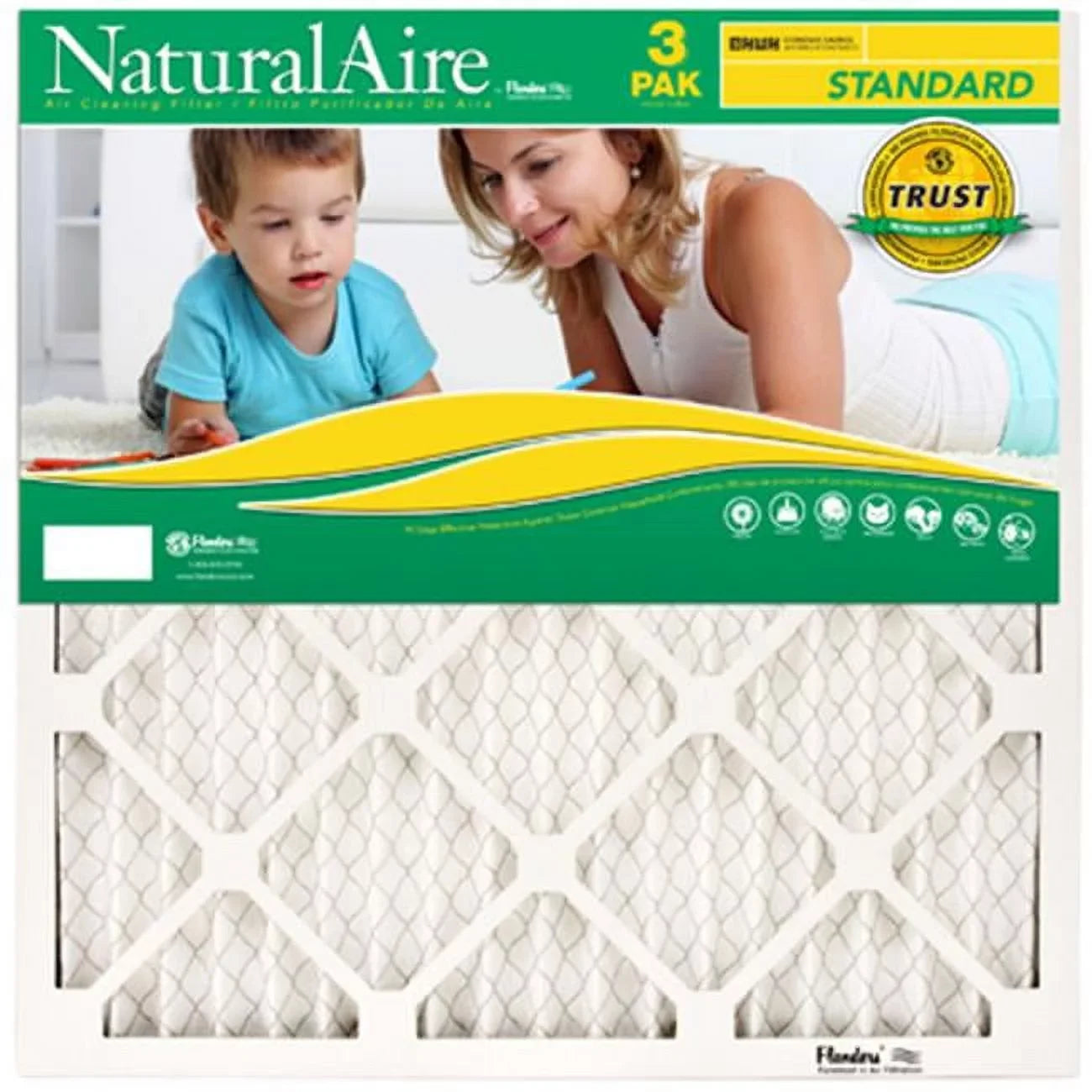 Flanders 87357.012025 24.9 x 19.9 in. Natural Standard Pleated Air Filter - 3 Pack- Pack Of 4