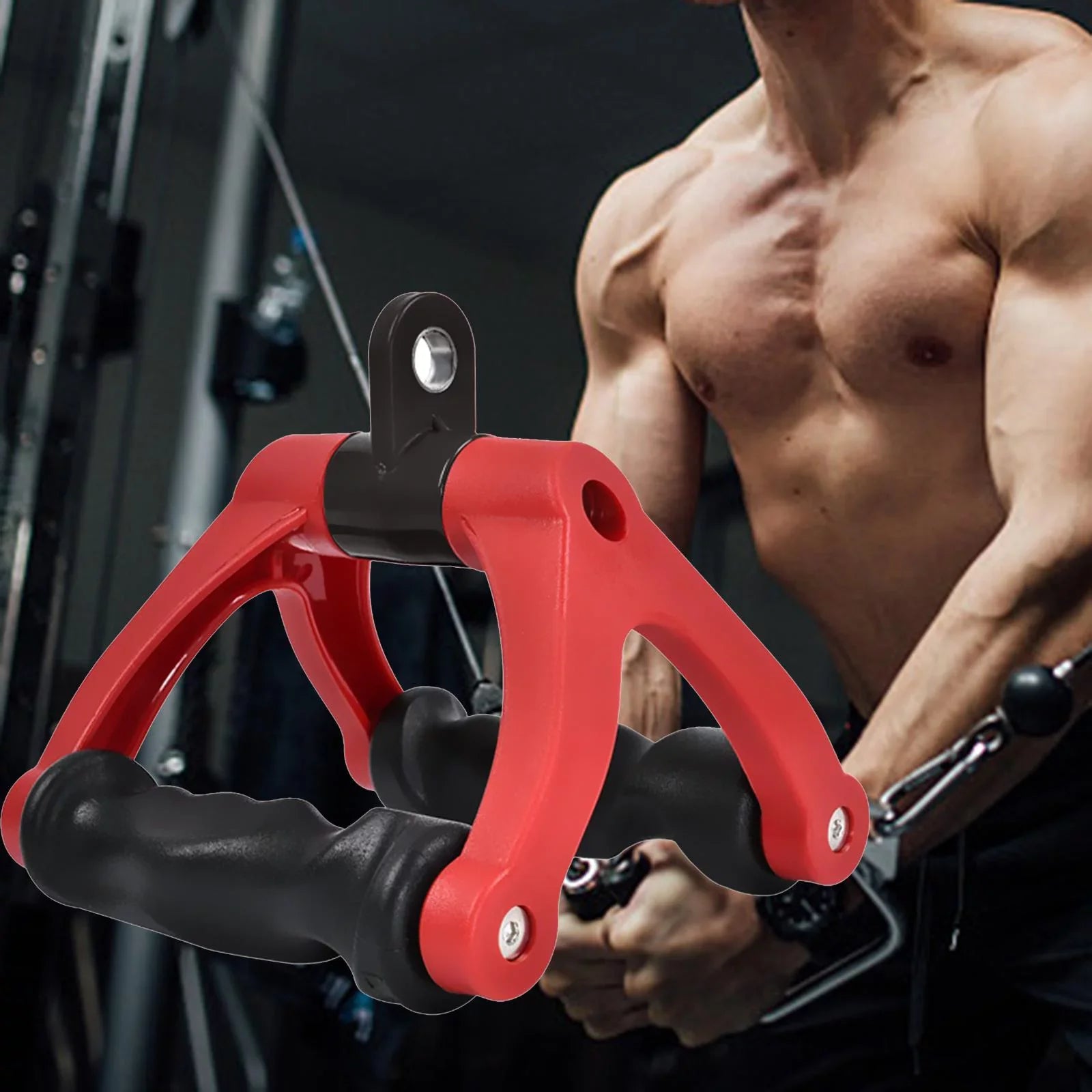 Two  Rowing Handle Cable Attachment Bearing 661 Bar Row Attachment Tricep Rope Pull Down Machine for Fitness, Home ,Gym ,Back Training Red