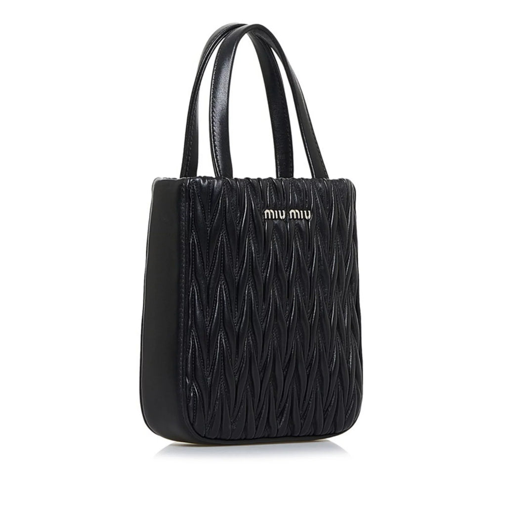 Pre-Owned Miu Miu Miu Materasse Nappa Crystal Shoulder Bag 5BA220 Black Silver Leather Ladies  (Good)
