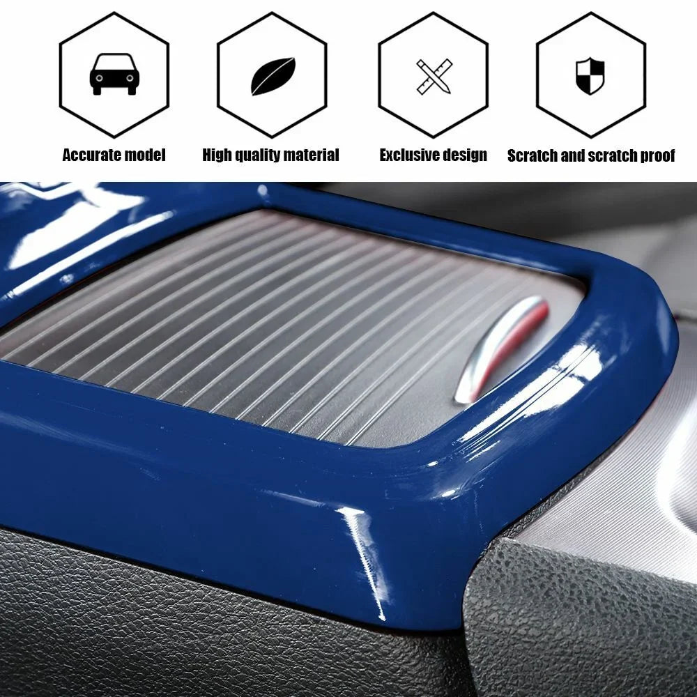 Teledu Inner Central Console Cup Holder Panel Trim Cover + Blue