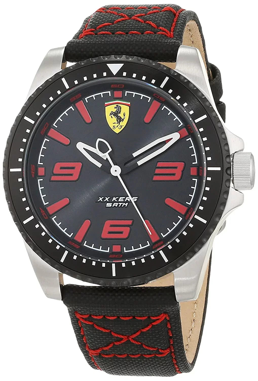 Ferrari Men's Scuderia  Kers Black Leather Strap 46mm Watch