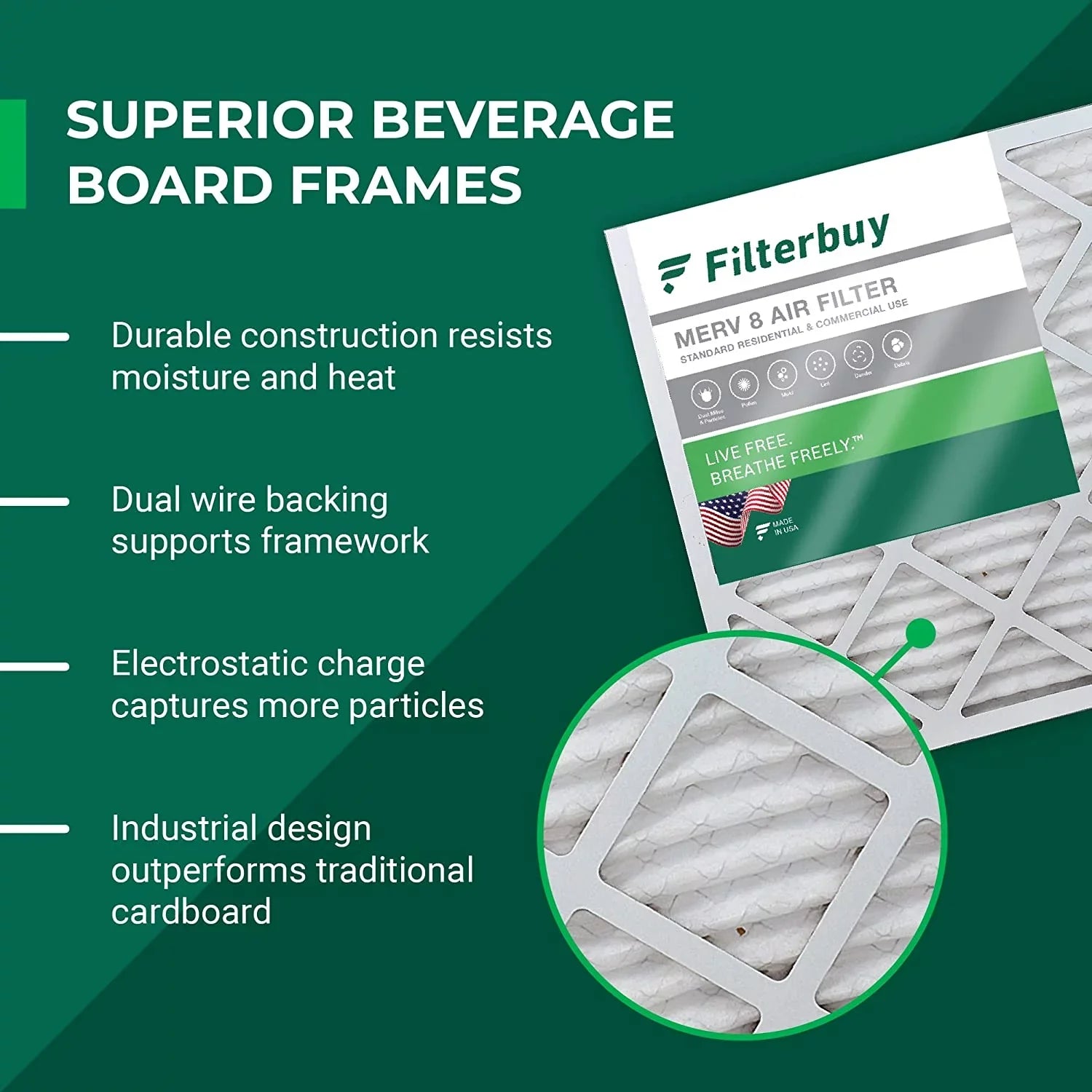 Filterbuy 15x20x1  8 Pleated   Furnace Air Filters (12-Pack)