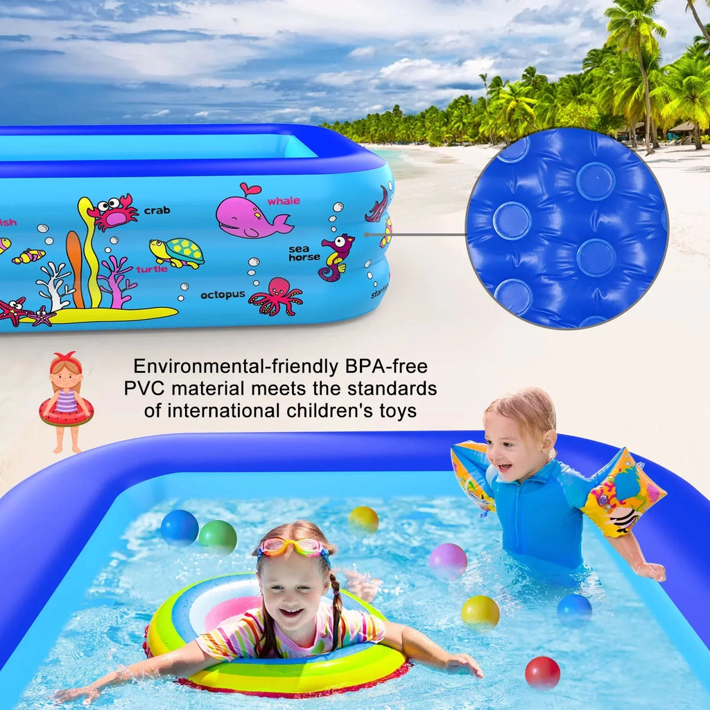 Inflatable Pool 83 * 57 * 26 inch, 3-Story Large Children's Family Lounge Swimming Pool