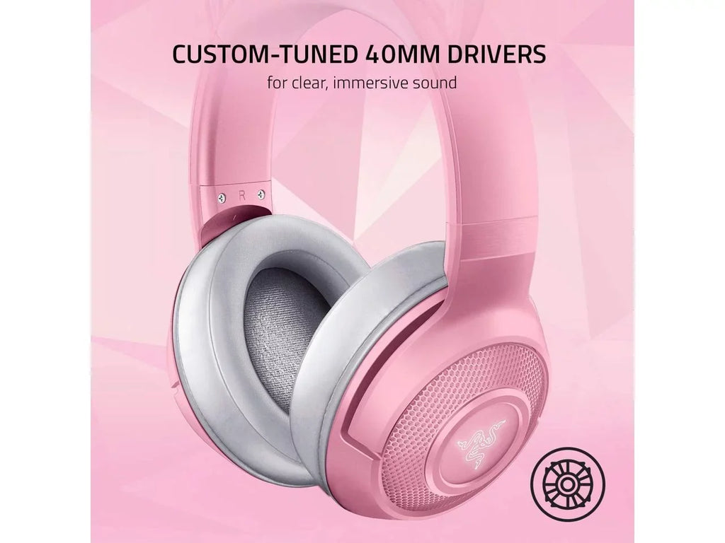 Razer Kraken  Kitty Edition: Bluetooth 5.0-40ms Low Latency Connection - Custom-Tuned 40mm Drivers - Beamforming Microphone - Powered by Razer Chroma - Quartz Pink