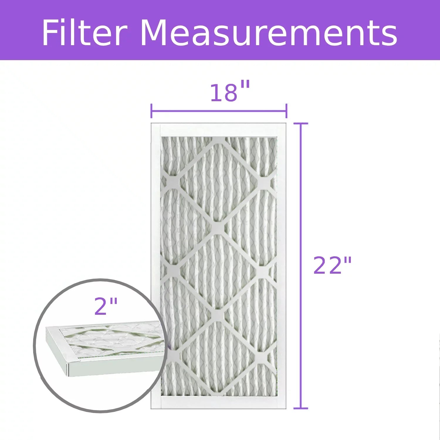 18x22x218x22x2, Purolator  Extended Surface Pleated Air Filter, Mechanical  8, (6 Pack)