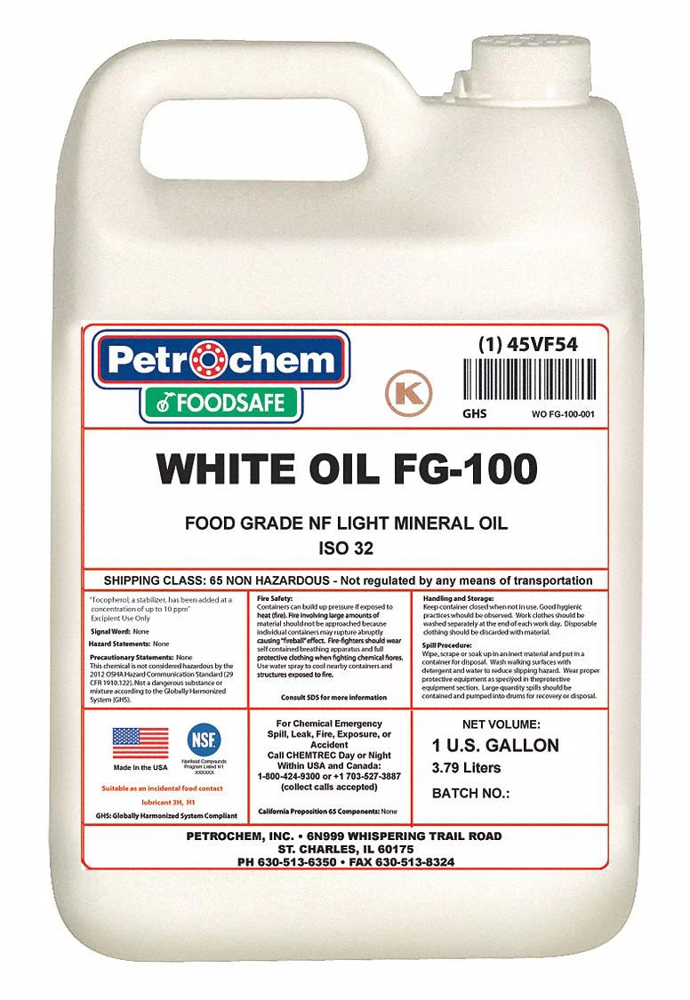 Petrochem Mineral Hydraulic Oil,Food Grade,1 gal.   -100-001