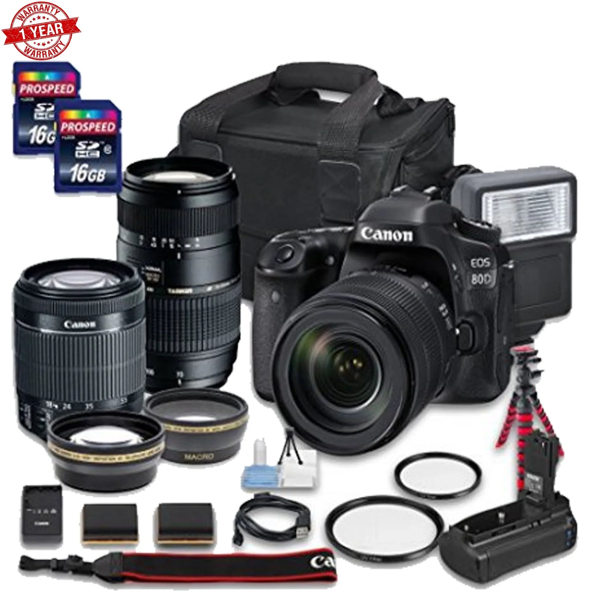 Canon  80D  Camera w/ Canon - 18-55mm f/3.5-5.6   Lens + Tamron Zoom Telephoto  70-300mm f/4-5.6 Macro Autofocus Lens