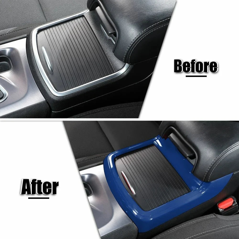 Teledu Inner Central Console Cup Holder Panel Trim Cover + Blue
