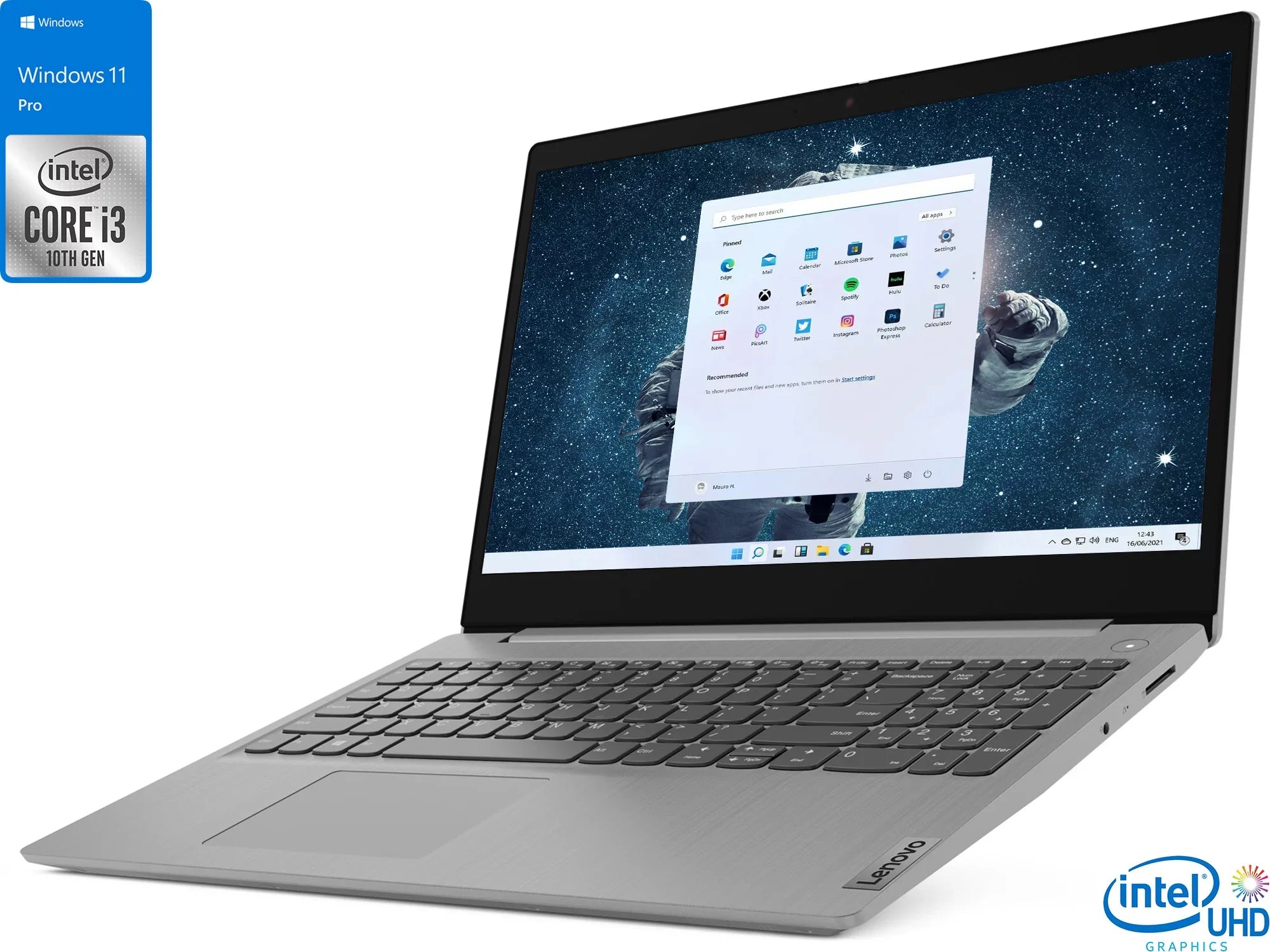Lenovo IdeaPad 3i Laptop, 15.6"  Display, Intel Core i3-1115G4 Upto 4.1GHz, 20GB , 512GB NVMe , , Card Reader, Wi-Fi, Bluetooth, Windows 11 Pro