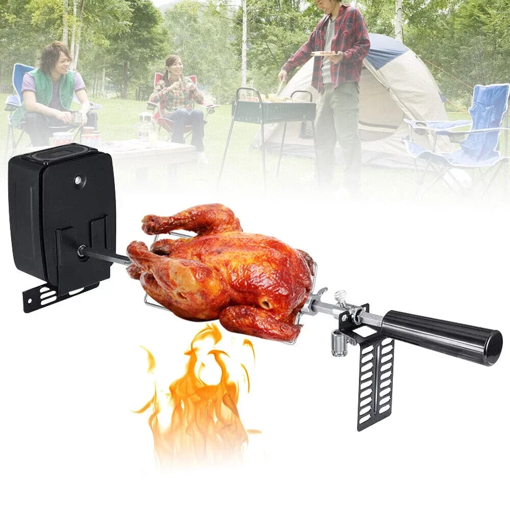 Electric Rotisserie  Grill Roaster Spit Rod Outdoor Barbecue Motor Kit Stainless Steel