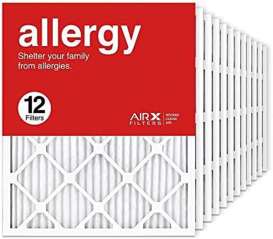 20X25x1 Air Filter  11 Pleated  Furnace  Air Conditioning  20X25x1, Allergy 12-Pack, Made In The