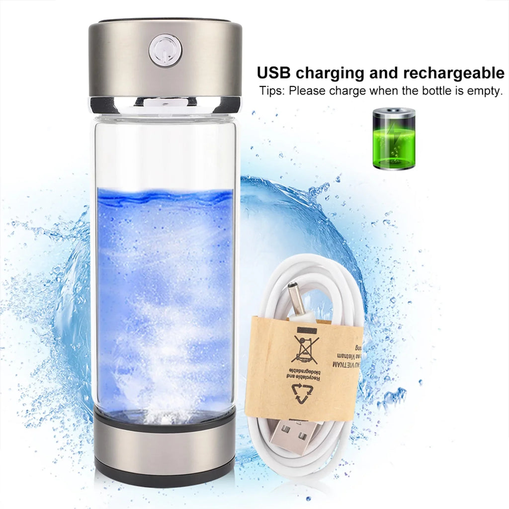 Nikou  Charging Rich Hydrogen Water Purifier Filter Glass Bottle Anti-Skid Portable Lonizer Cup