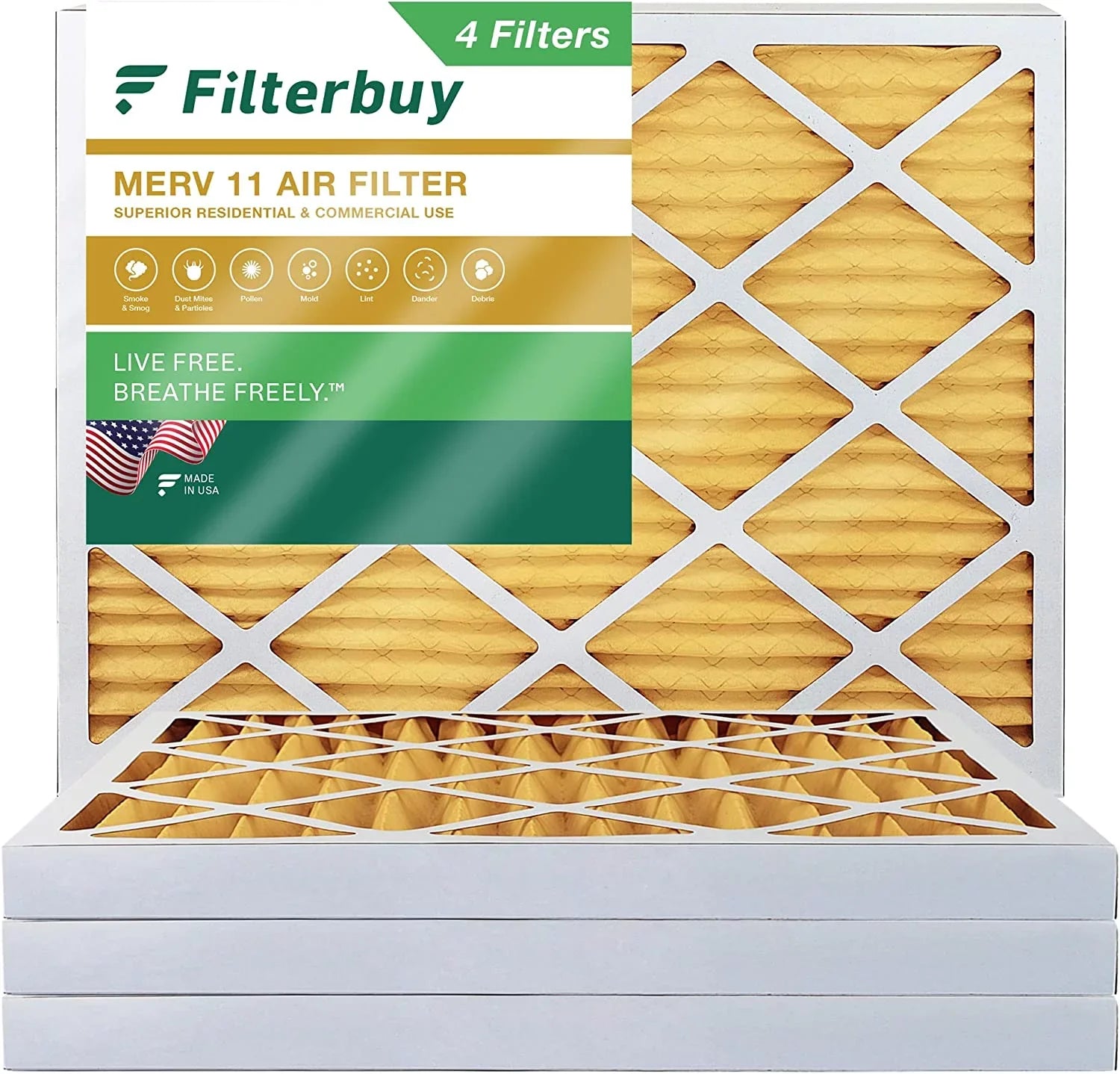 Filterbuy 10x16x2  11 Pleated   Furnace Air Filters (4-Pack)