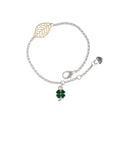 Delight Jewelry Silvertone Mini Green Four Leaf Clover with Heart Leaves - Goldtone Leaf Delicate Bracelet, 6.25+1.75"