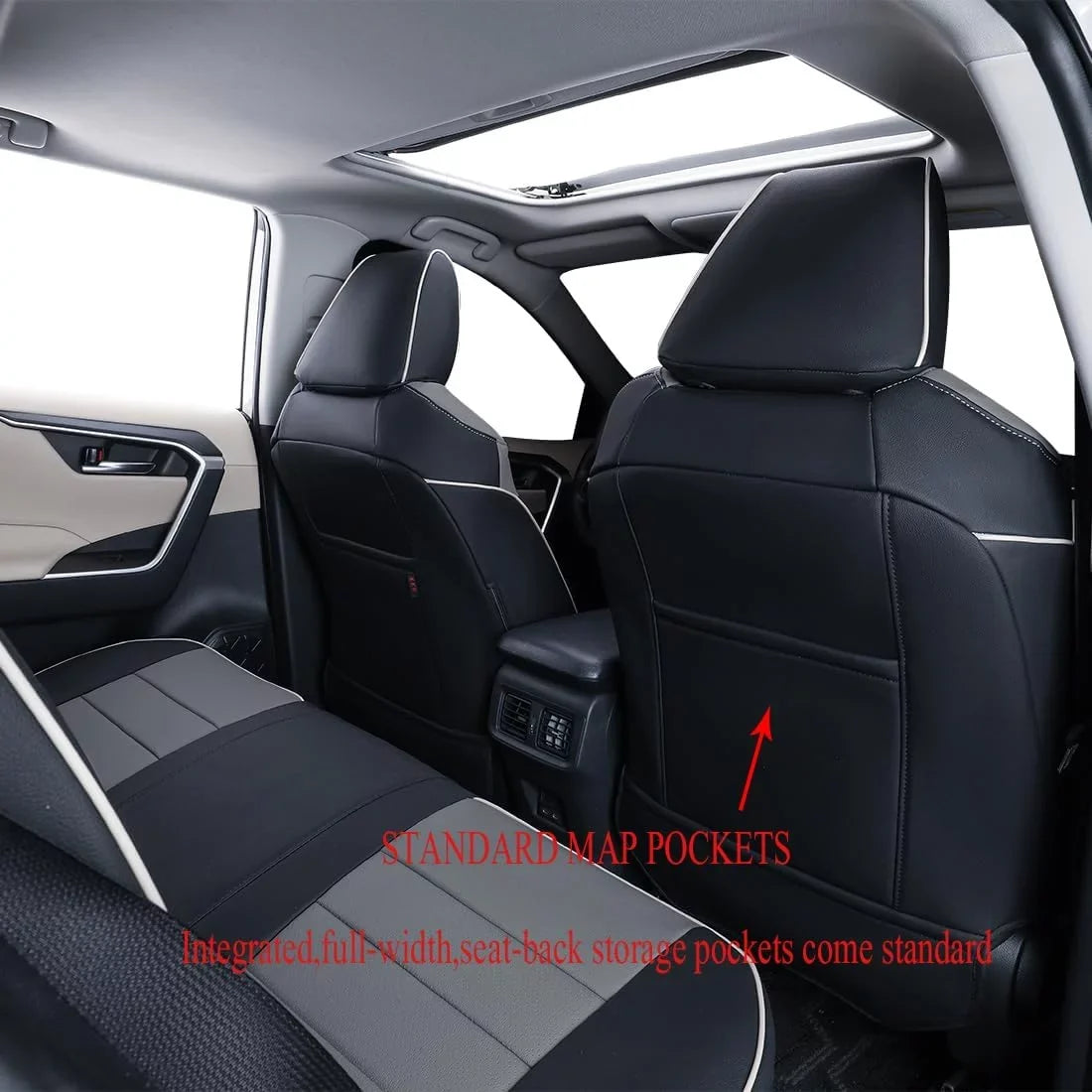 Custom Fit  Car Seat Cover for Toyota  Prime,2022 2023  Hybrid, Hybrid 2019 2020 2021 2022 2023-Full Set,Leather (Black/Gray)
