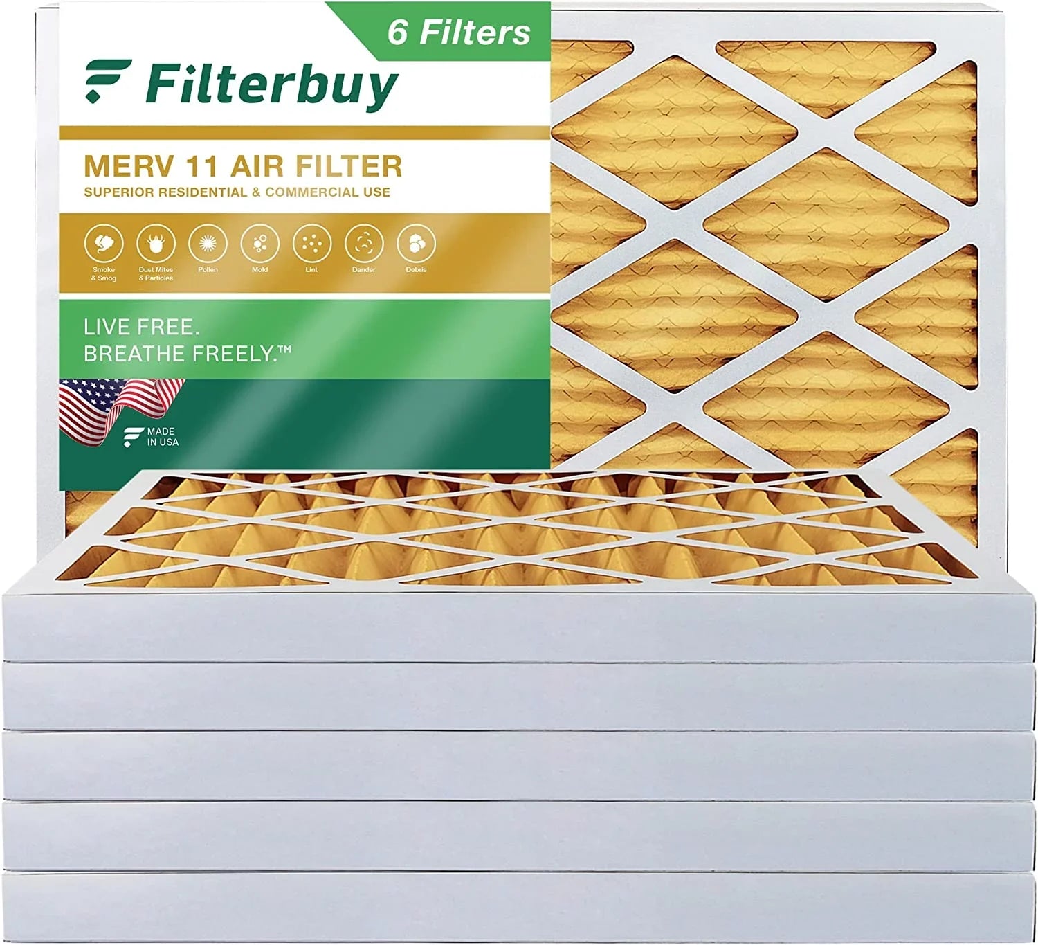 Filterbuy 12x36x2  11 Pleated   Furnace Air Filters (6-Pack)