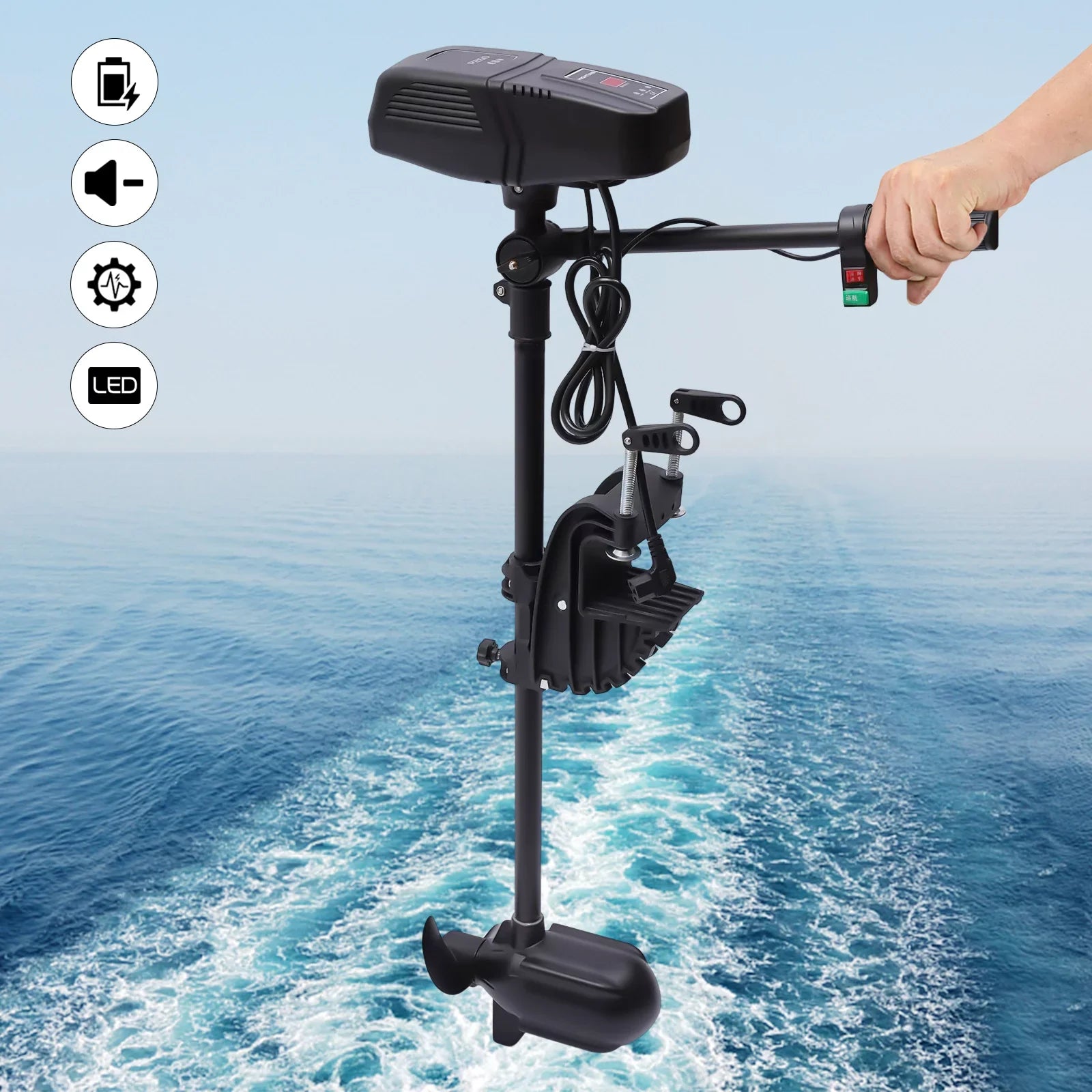 Aiqidi 48V 1400W Electric Trolling Motor Outboard Motor Fishing Boat Engine  Display 360° Rotatable Brushless Motor 2300RPM
