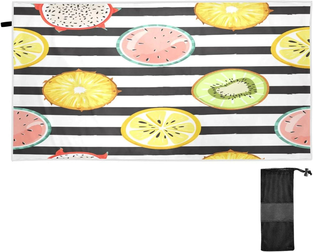 Bestwell Tropical Fruit Slice Beach Towel Oversized Towel Blanket, Thin Lightweight Microfiber Sand Free Quick Dry Towel, 30”” Multipurpose Pool Bath Yoga Swim Shower Towel