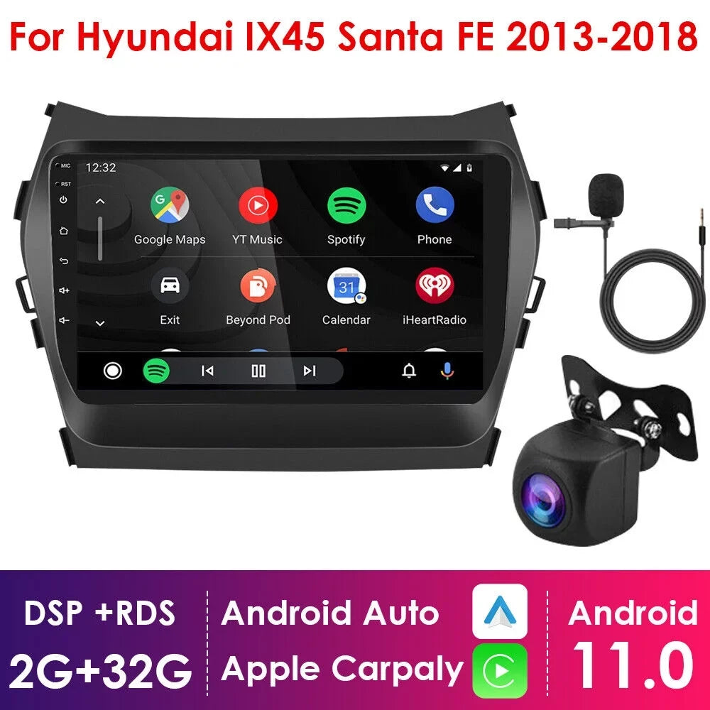 Android 11 Car  Navigation - Perfect Fit for Hyundai  Santa  2013-2018 - 2+32GB Storage