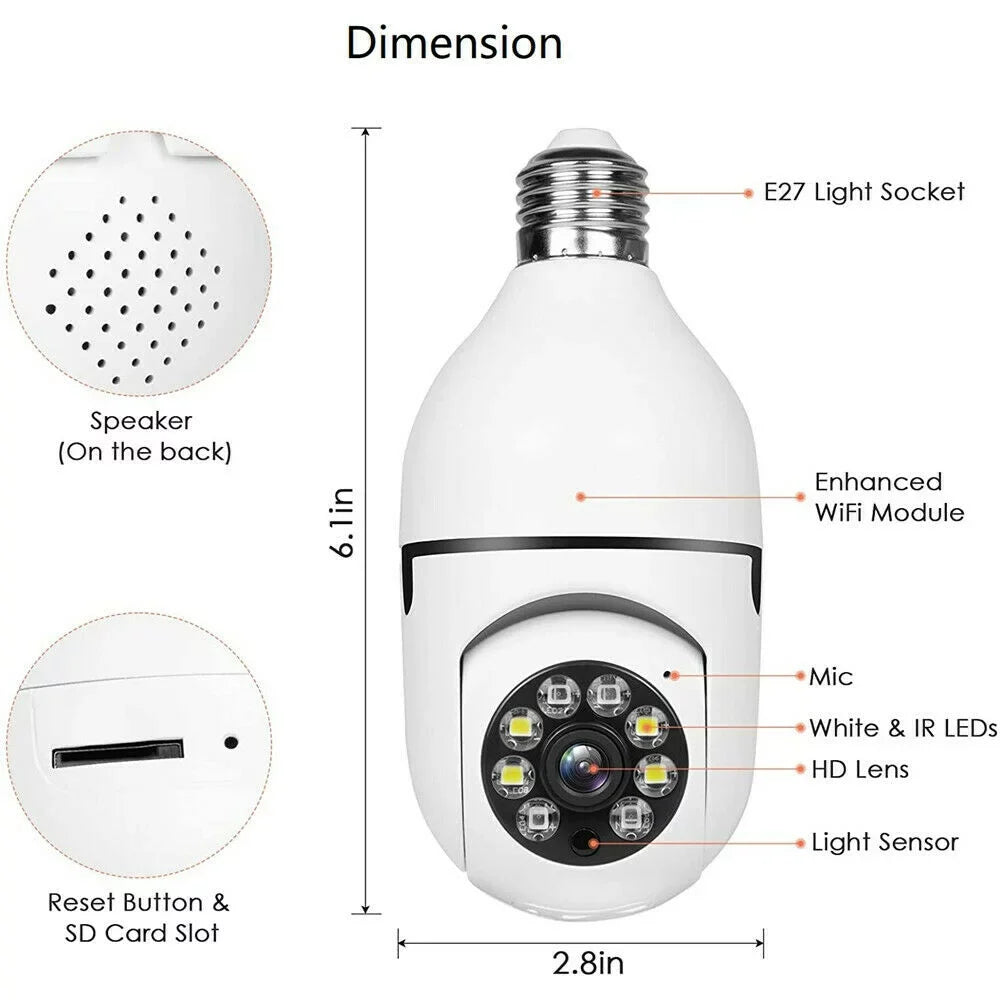 Toner -Party 4 Pack Light Bulb Security Cameras, 2.4G & 5G Wifi Security Camera, Wireless Security Camera Outdoor, 1080P  Outdoor Cameras for Home Security, 360° Wide Viewing, Night Vision