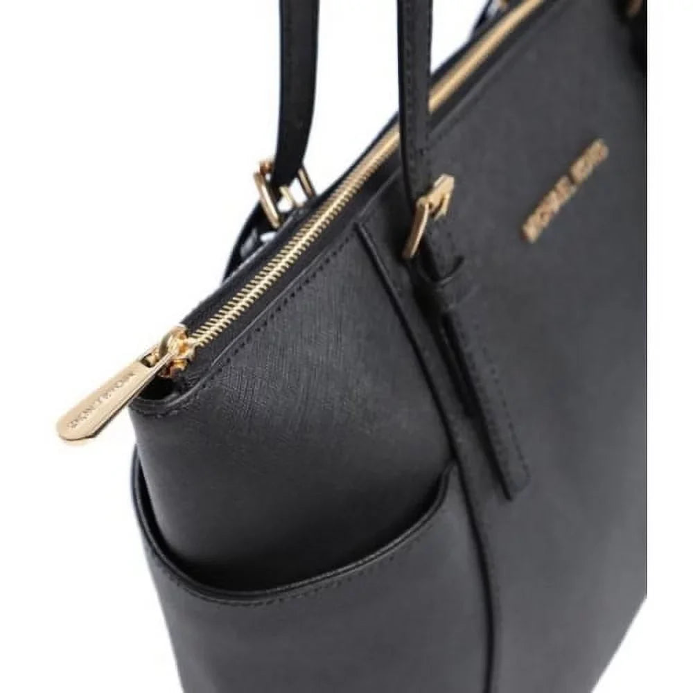 Michael Kors Jet Set Travel Med. Top Zip Saffiano Tote - Black - 30F2GTTT8L-001
