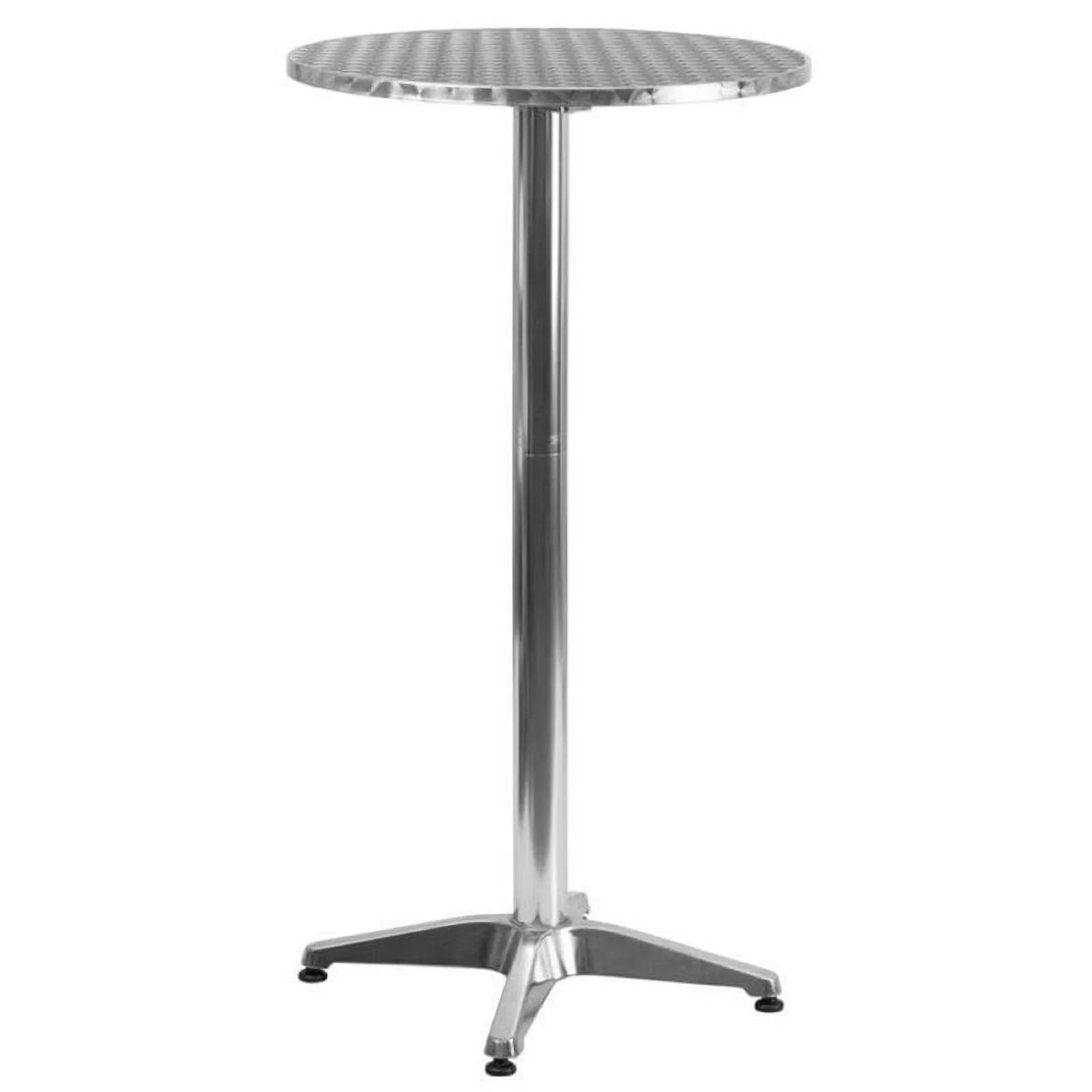 Pemberly Row 25.5" Round Folding Bar Table in Aluminum