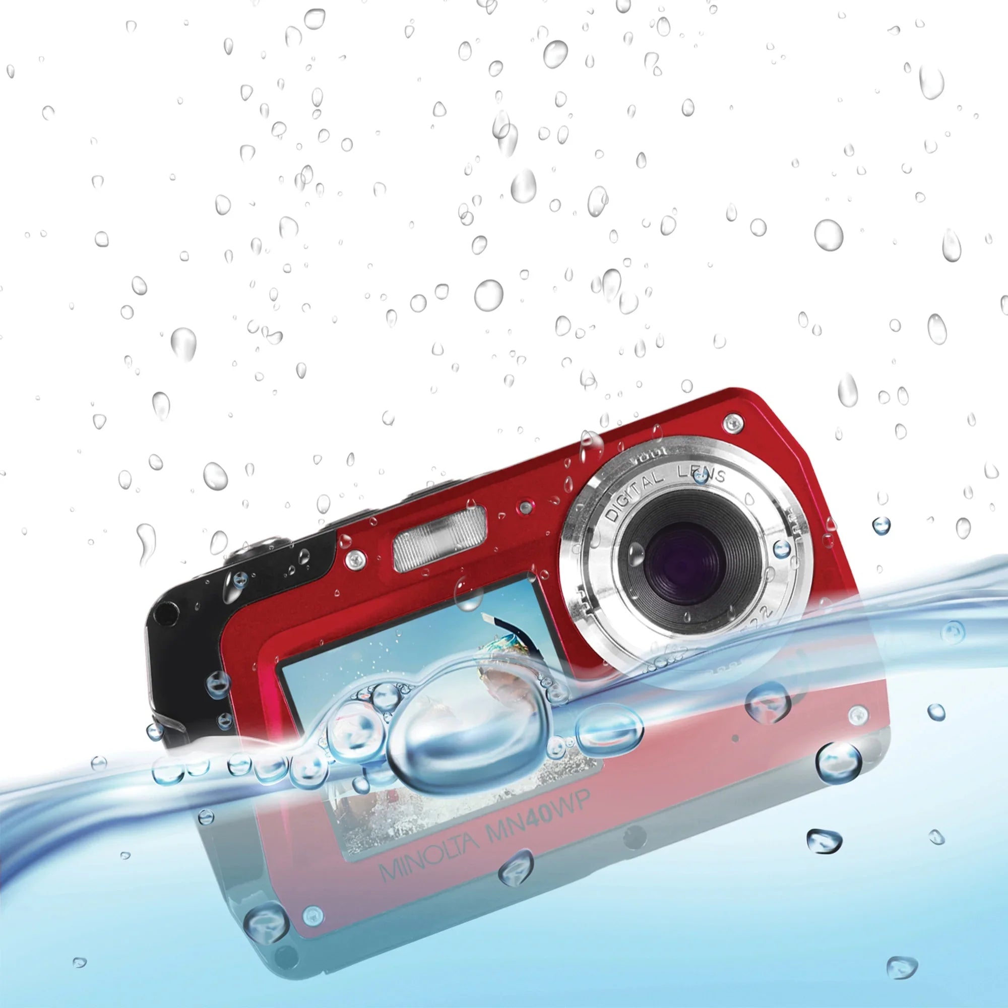 Minolta  48  Waterproof Digital Camera, Red