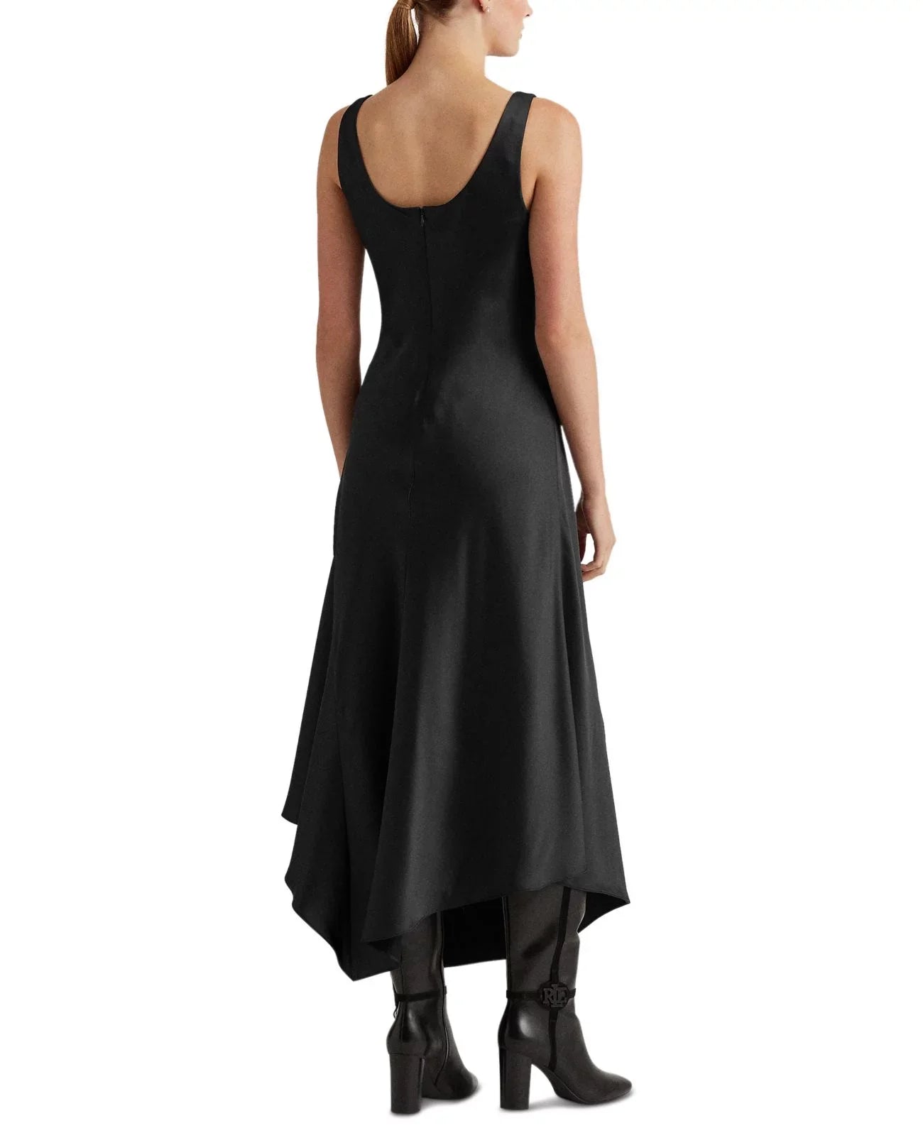 Lauren Ralph Lauren Satin Charmeuse Dress, Black, 14