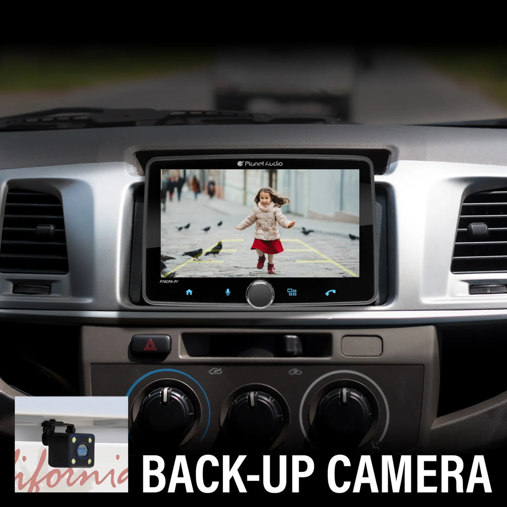 Planet Audio - Car Stereo - Apple CarPlay, Android Auto, Single Din, 7 Inch Touchscreen, Bluetooth, No   Player, / Radio Receiver, Backup Camera