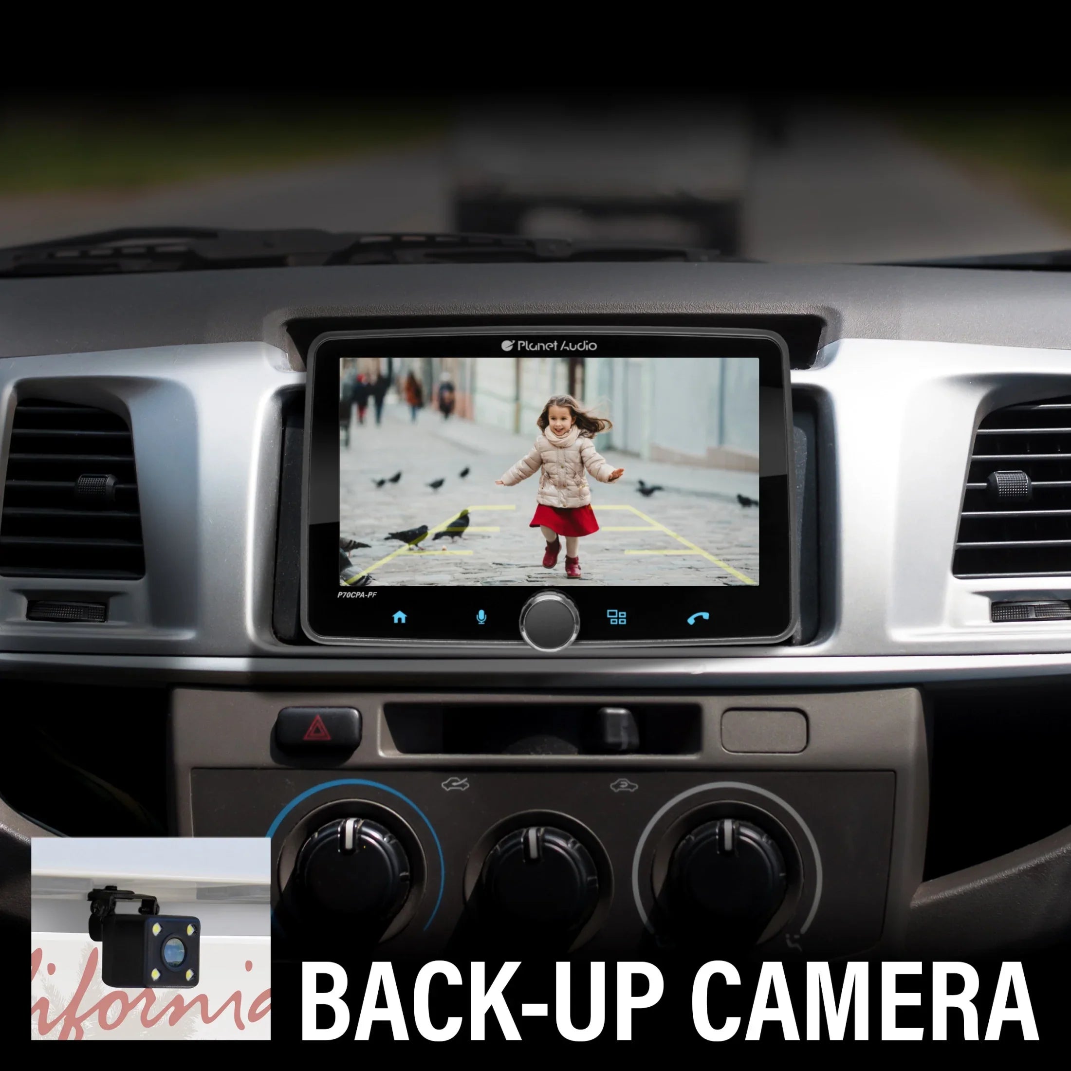 Planet Audio - Car Stereo - Apple CarPlay, Android Auto, Single Din, 7 Inch Touchscreen, Bluetooth, No   Player, / Radio Receiver, Backup Camera