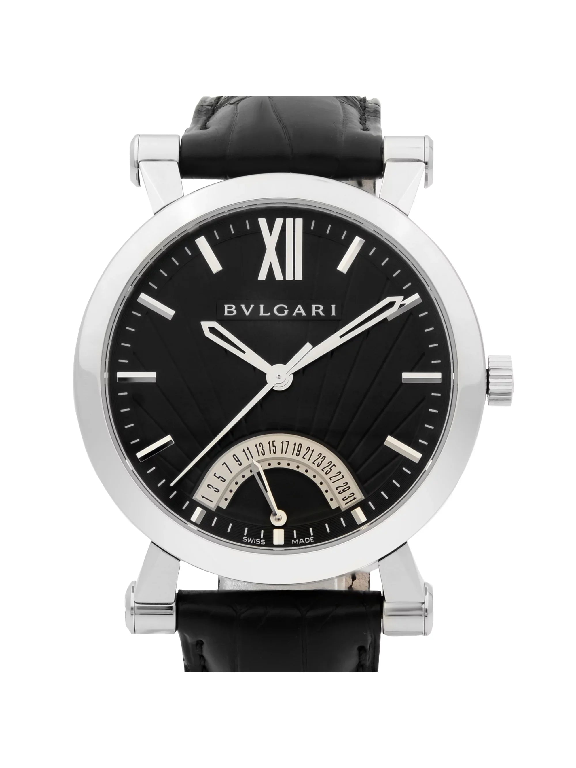 Bvlgari Sotirio Retrograde Steel Black Dial Automatic Mens Watch