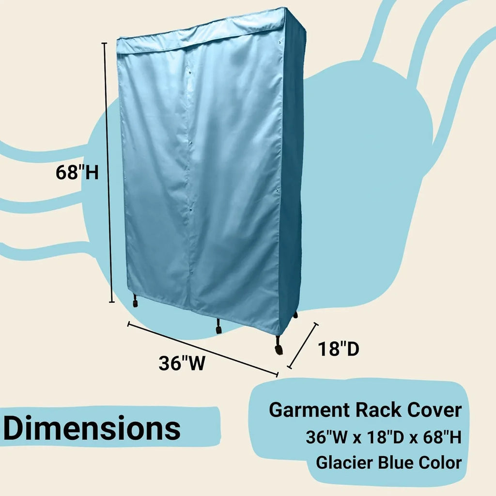 Portable Garment Rolling Rack Cover - Your Clothes From Dust Keep Your Room Looking Organized In Glacier Blue (Cover ) (48"  18"  75")