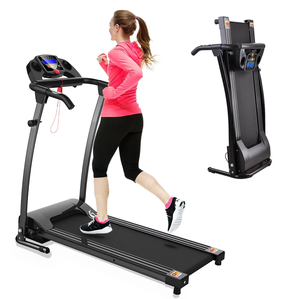 Foldable Electric Treadmill w/ display,Pulse Sensor,Cup Holder and Safety Key for Home Office Fitness Walking Jogging Running Exercise