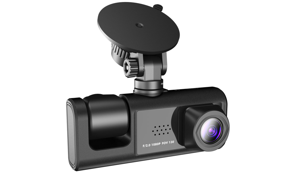 3 Channel Dash cam, 2-inch Screen Driving Recorder, High-Definition 1080P, Night Vision, Loop recording, Motion Detection, -Sensor +32   Card