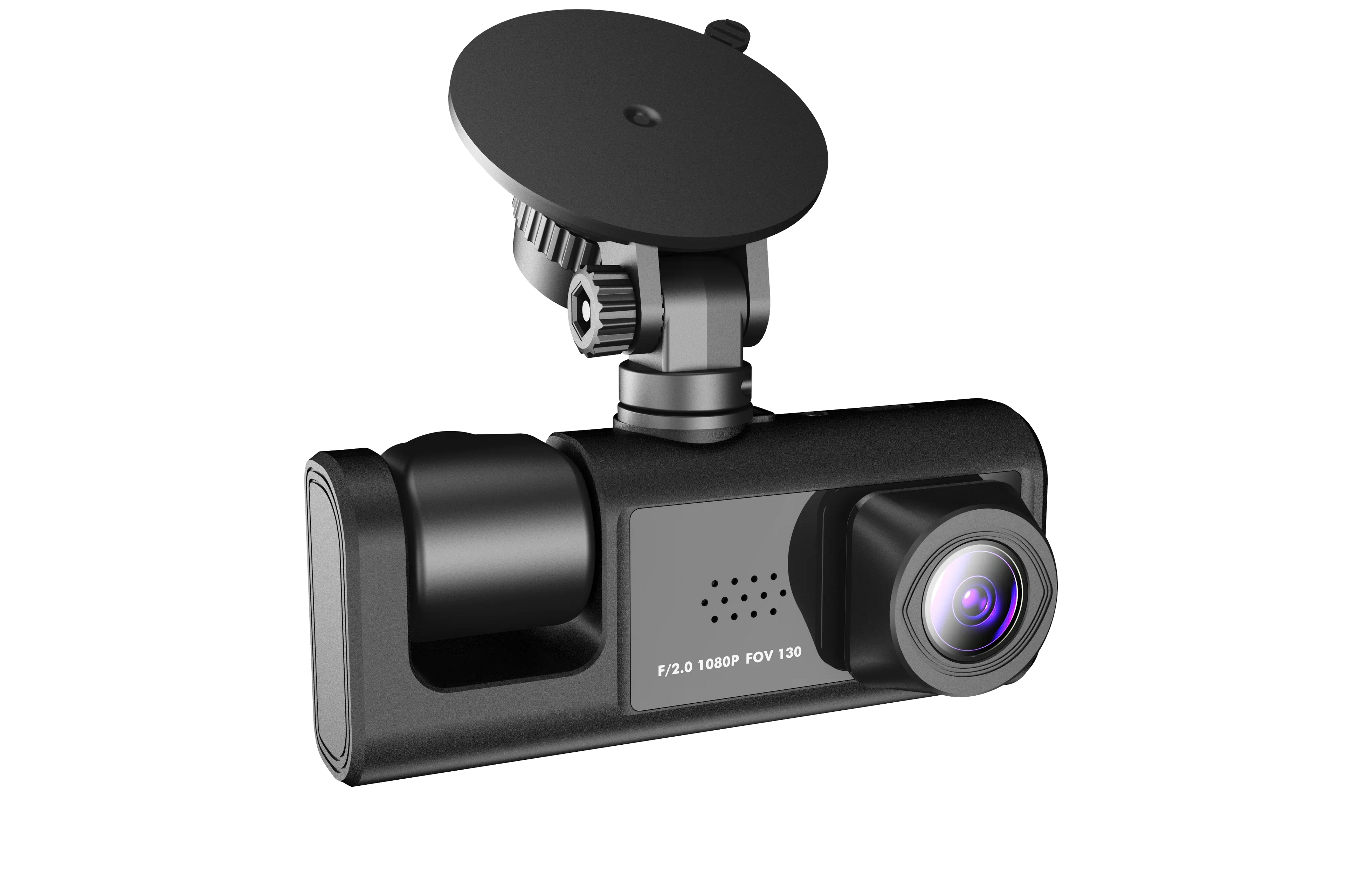 3 Channel Dash cam, 2-inch Screen Driving Recorder, High-Definition 1080P, Night Vision, Loop recording, Motion Detection, -Sensor +32   Card