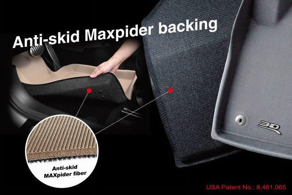 3D MAXpider 2008-2020 Fits Dodge Grand Caravan 1st Row 2nd Row 3rd Row Kagu Carbon Fiber Embossed Pattern Black Floor Mat