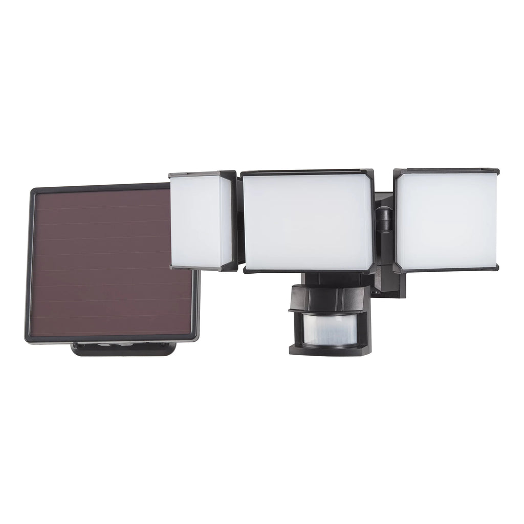 Hyper Tough Solar Three Head  Motion Sensing Security Flood Light, Outdoor, Black, 2000 Lumen
