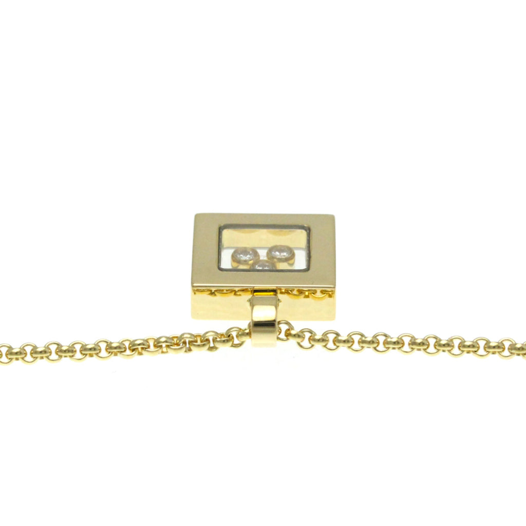 Pre-Owned Chopard Happy Diamonds Square Necklace 79/3210 Yellow Gold (18K) Diamond Men,Women Fashion Pendant Necklace (Gold) (Good)