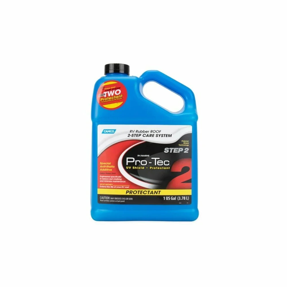 Camco Pro-Tec Camper/ Rubber Roof Care System | Two Step Treatment Rids Dirt/Grime & Reduces Roof Chalking | Extends the Life of  & Trailer Rubber Roofs - 2 Gallons (41453)