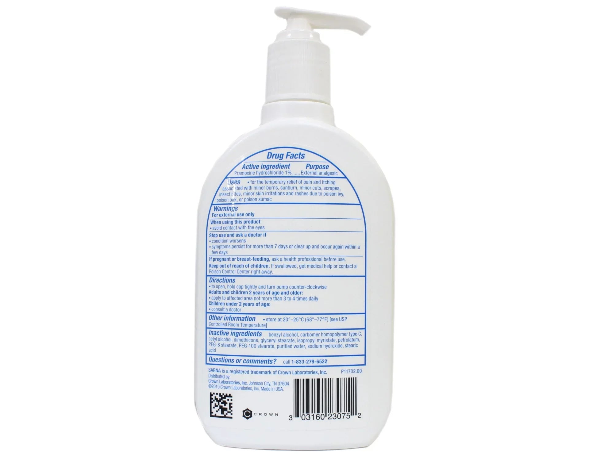 Sarna Lotion Anti-Itch Sensitive Skin Pramoxine Hydrochloride, External Analgestic Lotion  7.5 oz